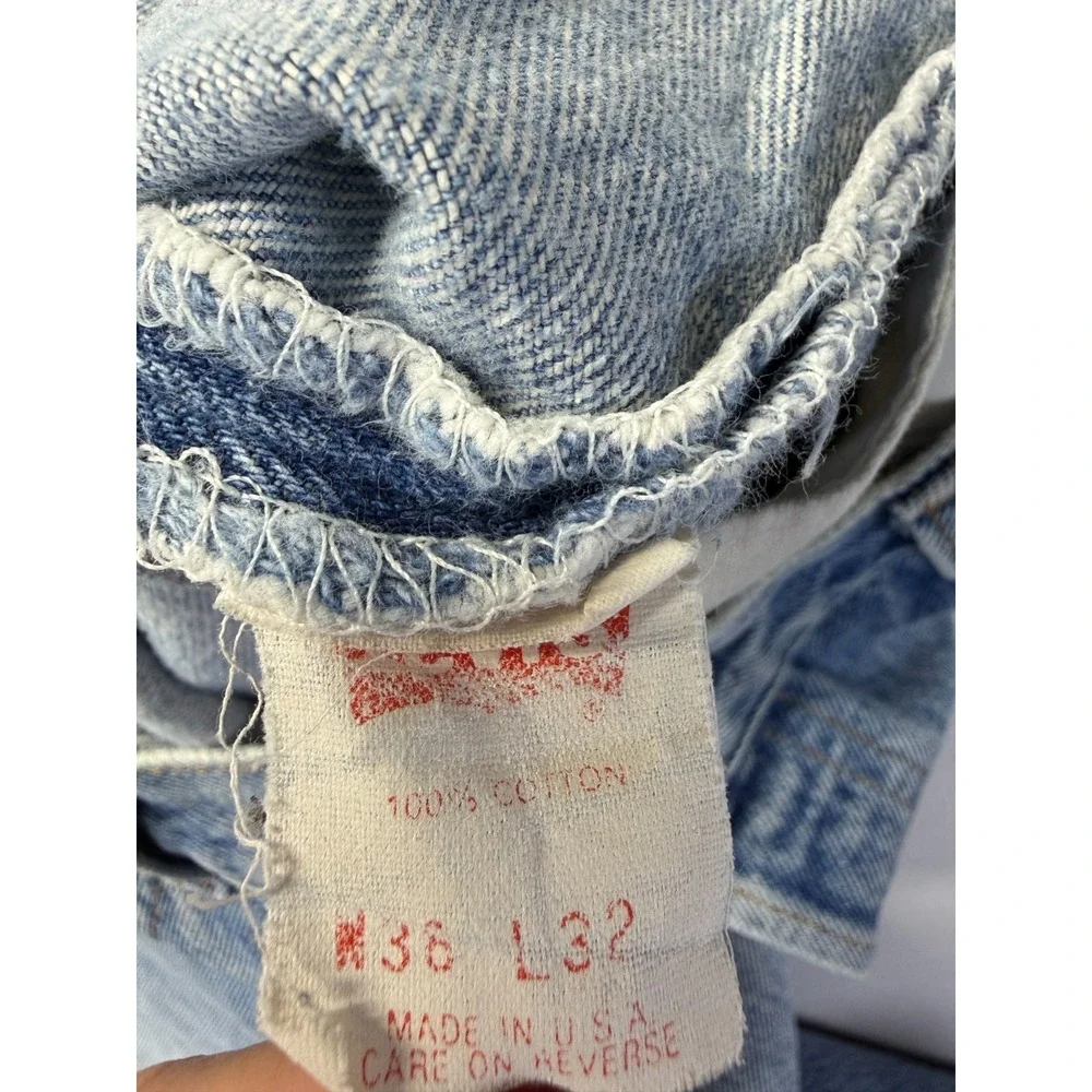 Levi's‎ 501XX Jeans Mens 38x32 (Fits 35x29.5) Blue Denim Distressed Straight Leg